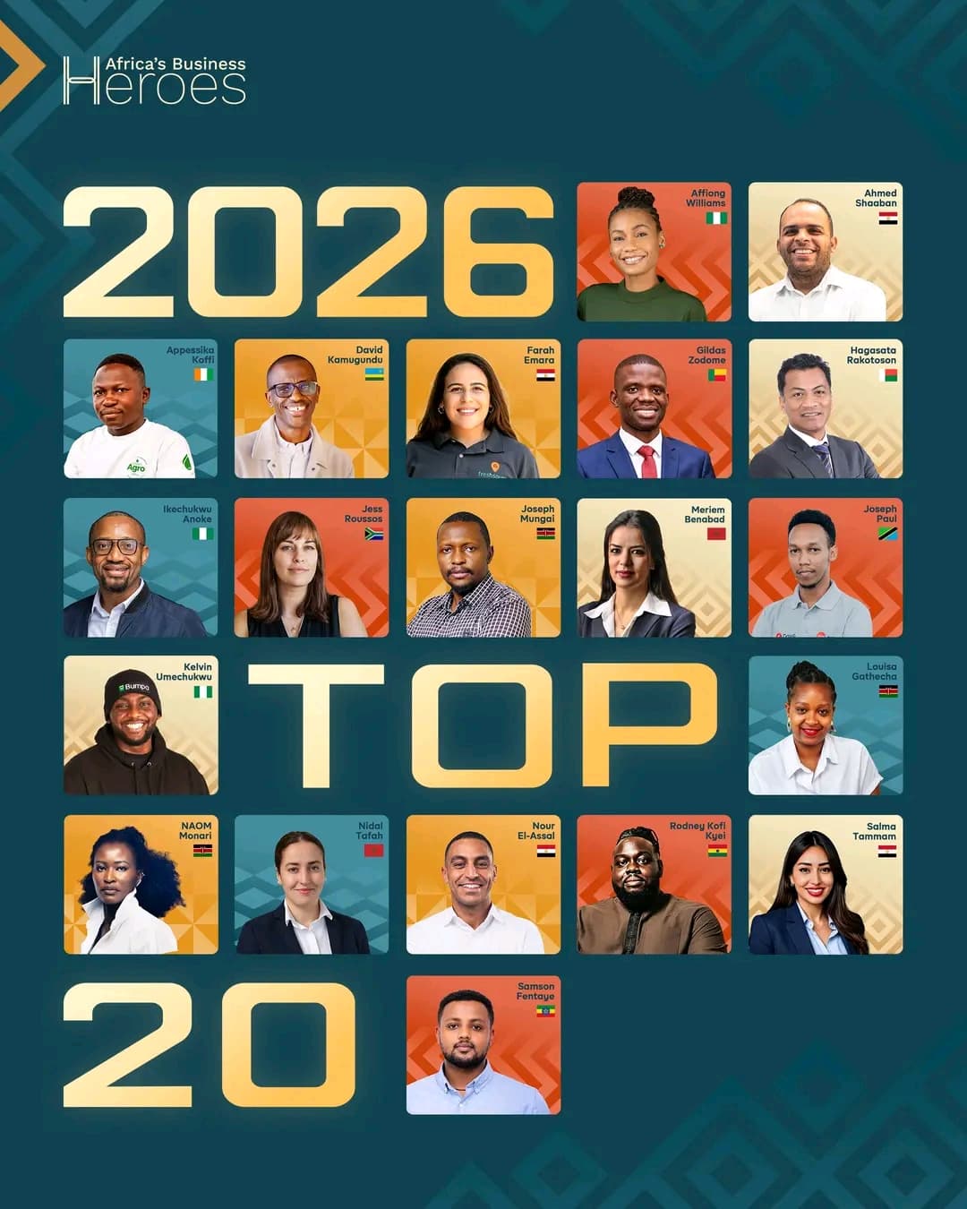 The Top 20 Semi finalists in Africa Business Heroes 2026
